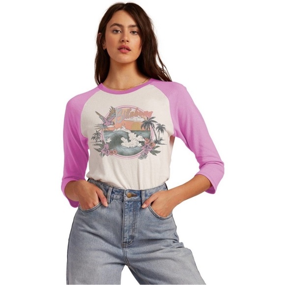 Billabong Ride Alone T-Shirt Orchard 3/4 Sleeves Crew Neckline Small NEW - Picture 11 of 11